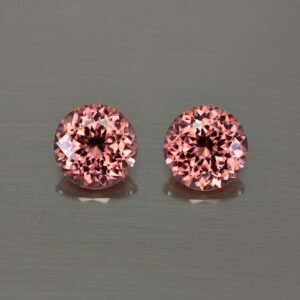 RoseZircon round pair 9.6mm 9.48cts H zn3536 SOLD