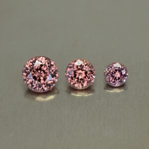 RoseZircon round suite 4.0 5.0 6.0mm 2.60cts zn2932
