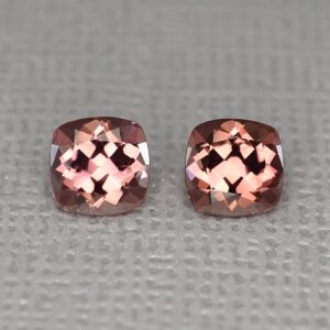 RoseZircon sq cush pair 5.9mm 2.79cts zn1871