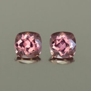 RoseZircon sq cush pair 6.5mm 3.61cts H zn4334 SOLD