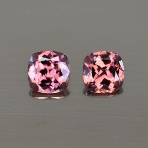RoseZircon sq cush pair 6.6mm 3.26cts zn1966