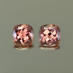 RoseZircon sq cush pair 7.0mm 4.48cts H zn4336 SOLD