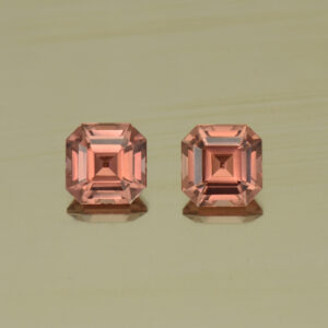 RoseZircon sq eme cut pair 5.4mm 2.41cts H zn4873 SOLD
