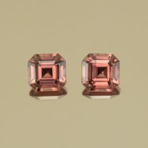 RoseZircon sq eme cut pair 5.4mm 2.45cts H zn4526 SOLD
