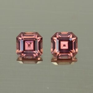 RoseZircon sq eme cut pair 5.5mm 2.50cts zn4387 SOLD