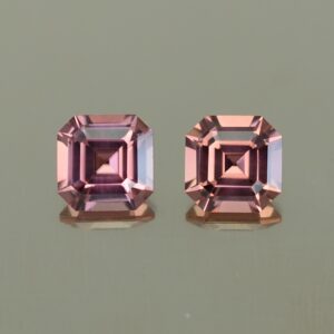 RoseZircon sq eme cut pair 6.0mm 2.95cts zn4388 SOLD