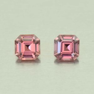 RoseZircon sq eme cut pair 6.0mm 3.18cts H zn5528 SOLD