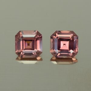 RoseZircon sq eme cut pair 6.5mm 3.94cts zn4303 SOLD