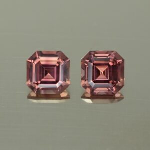 RoseZircon sq eme cut pair 6.9mm 4.76cts zn4304 SOLD