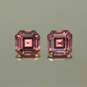 RoseZircon sq eme cut pair 7.0mm 4.98cts zn4394 SOLD
