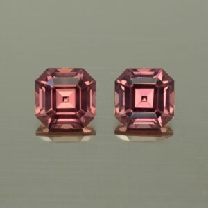 RoseZircon sq eme cut pair 7.0mm 5.03cts zn4307 SOLD