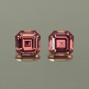 RoseZircon sq eme cut pair 7.0mm 5.04cts zn4308 SOLD