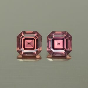 RoseZircon sq eme cut pair 7.0mm 5.05cts zn4392 SOLD