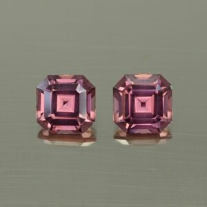 RoseZircon sq eme cut pair 7.0mm 5.08cts zn4309 SOLD