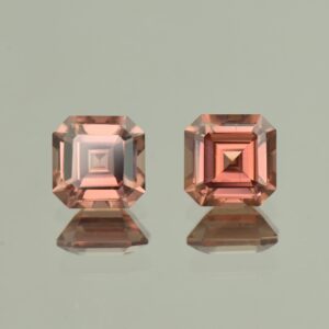 RoseZircon sq eme cut pair 7.2mm 5.71cts H zn3372 SOLD
