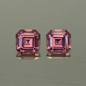 RoseZircon sq eme cut pair 7.5mm 6.13cts zn4311 SOLD