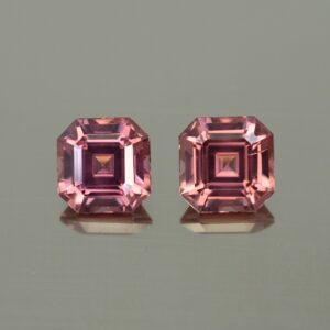 RoseZircon sq eme cut pair 8.0mm 7.50cts zn4312 SOLD
