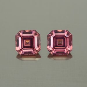 RoseZircon sq eme cut pair 8.0mm 7.52cts zn4398 SOLD