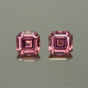 RoseZircon sq eme cut pair 8.0mm 7.61cts zn4314 SOLD
