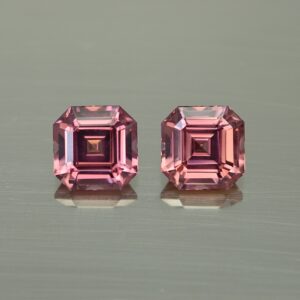 RoseZircon sq eme cut pair 8.5mm 9.18cts zn4316 SOLD