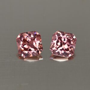 RoseZircon sq rad pair 5.9mm 2.95cts zn4328 SOLD