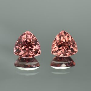 RoseZircon trillion pair 11.0mm 15.93cts zn318 SOLD