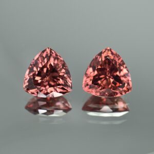 RoseZircon trillion pair 14.2x8.6d 30.79cts zn214