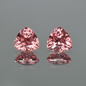 RoseZircon trillion pair 9.0 9.2mm 7.23cts zn2381 SOLD