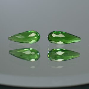 Tsavorite briolette pair 11.3 11.7x4.6mm 4.09cts ts150