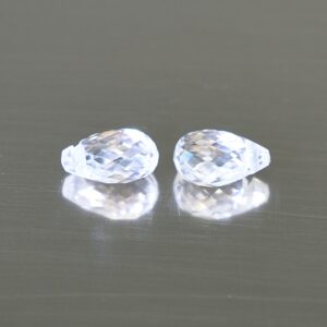 WhiteZircon briolette pair 6.1x4.2mm 1.73cts zn3598 SOLD