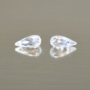 WhiteZircon briolette pair 6.8x3.2mm 1.37cts zn3597