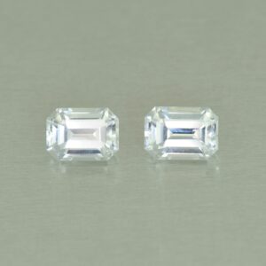 WhiteZircon eme cut pair 7.0x5.0mm 3.17cts H zn5289 SOLD
