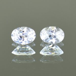WhiteZircon oval pair 7.5x5.5mm 2.72cts H zn1901 SOLD