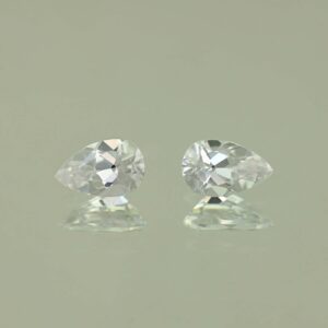 WhiteZircon pear pair 8.0x5.0mm 2.35cts H zn3937