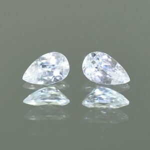 WhiteZircon pearshape pair 8.0x5.0mm 2.33cts H zn1908