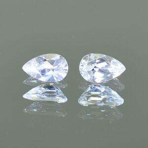 WhiteZircon pearshape pair 8.0x5.0mm 2.58cts H zn2747