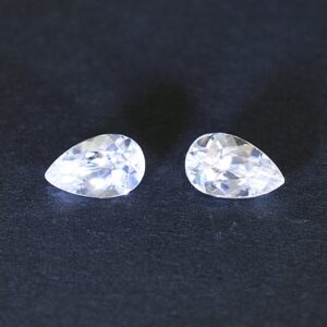 WhiteZircon pearshape pair 8.1x5.1mm 2.77cts H zn1274 SOLD