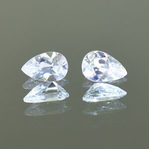 WhiteZircon pearshape pair 8.5x5.5mm 3.07cts H zn1912 SOLD