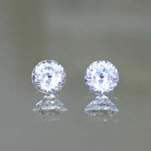WhiteZircon round pair 6.0mm 2.52cts H zn5848 SOLD