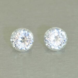 WhiteZircon round pair 6.0mm 2.57cts H zn5850 SOLD