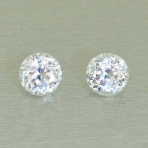 WhiteZircon round pair 6.0mm 2.61cts H zn5852 SOLD