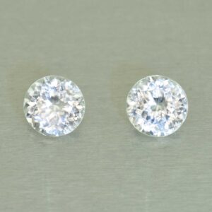 WhiteZircon round pair 6.5mm 3.10cts H zn5853 SOLD