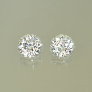 WhiteZircon round pair 6.5mm 3.17cts H zn5283 SOLD