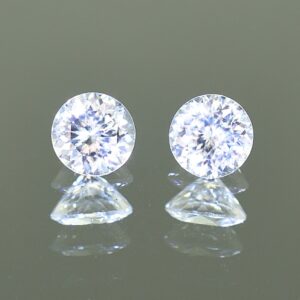 WhiteZircon round pair 6.5mm 3.19cts H zn1270 SOLD