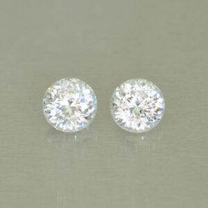 WhiteZircon round pair 6.5mm 3.23cts H zn5284 SOLD