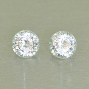 WhiteZircon round pair 6.5mm 3.38cts H zn5860 SOLD