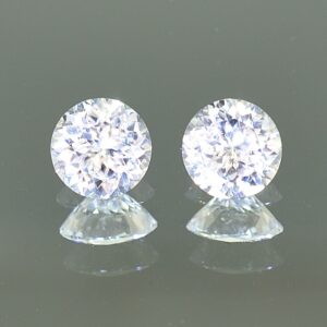 WhiteZircon round pair 7.0mm 3.47cts H zn2745 SOLD