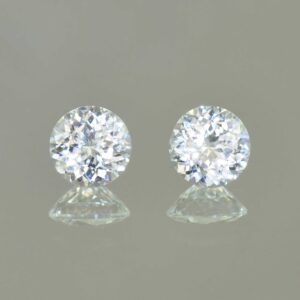 WhiteZircon round pair 7.0mm 3.61cts H zn5683 SOLD