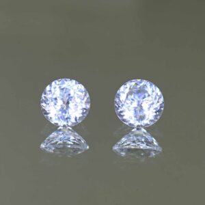 WhiteZircon round pair 7.0mm 3.92cts H zn5863