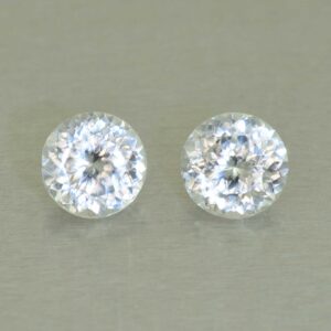 WhiteZircon round pair 7.0mm 4.00cts H zn5866